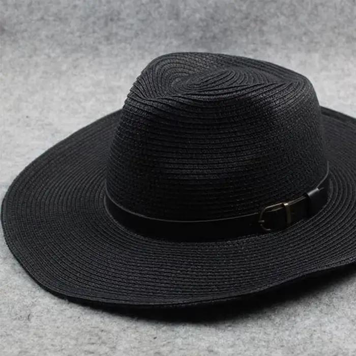 Chapeau de paille jazz pliable pour hommes et femmes, extra large, taille 62cm, lanière de plage d'é