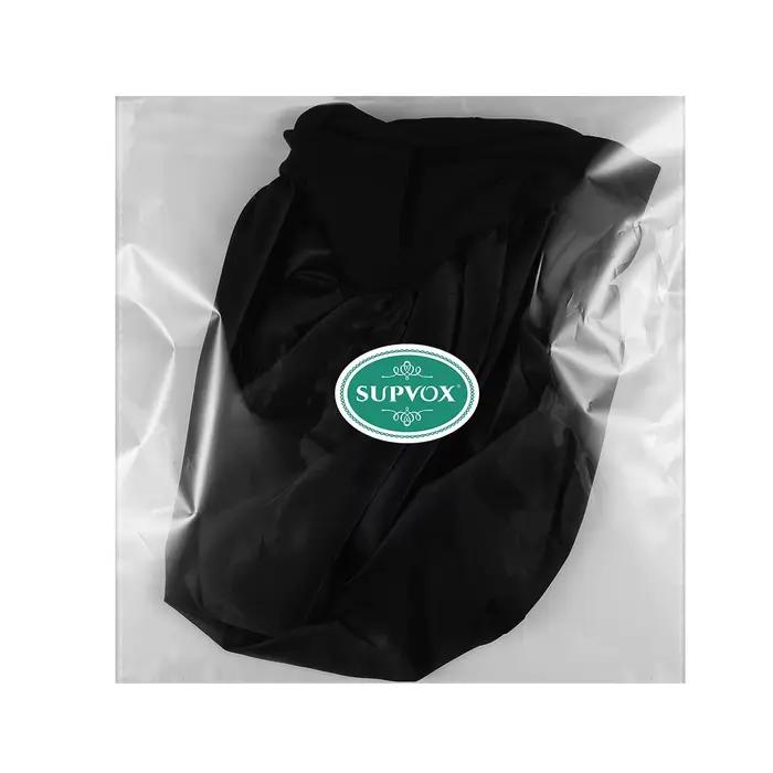 Bonnet de nuit large noir taille grande 56-58 cm, bandeau élastique, protection des cheveux, sans st