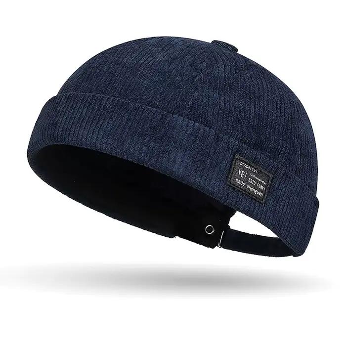 Chapeau décontracté sans bords en velours côtelé d'automne et d'hiver, chapeau yuppie personnalisé,