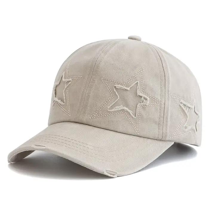 Casquette de Baseball en coton délavé pour femmes, nouveau Design étoile à cinq branches, chapeau de