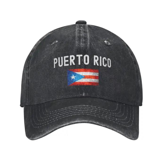 Casquettes de baseball rétro en jean délavé avec drapeau de Porto Rico pour homme, chapeau de soleil