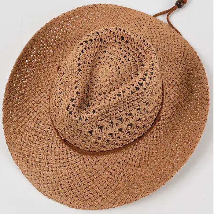 Chapeau de paille doux Panama pour hommes et femmes, chapeaux de plage de voyage respirants d'été, c