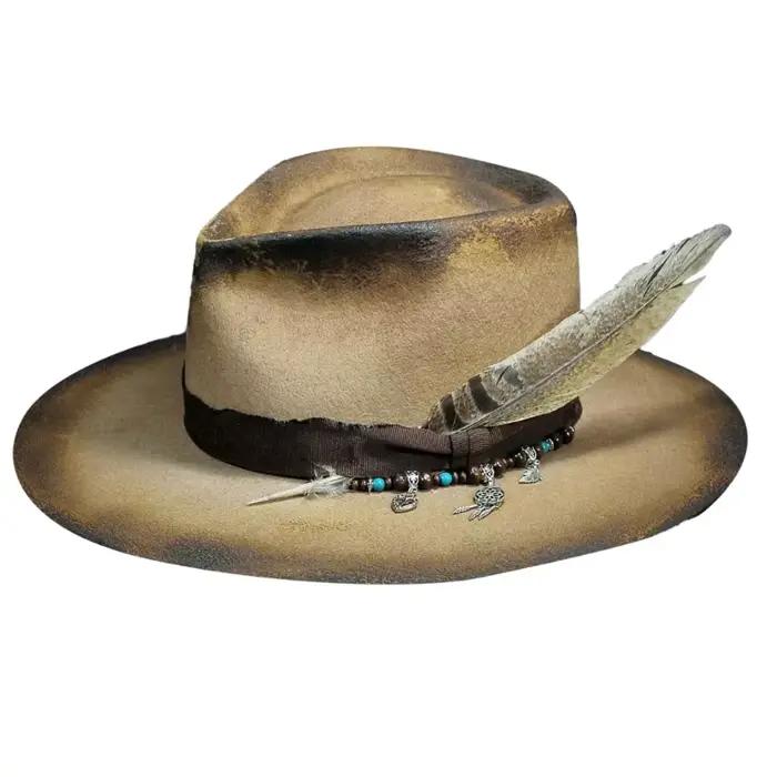 Chapeau Trilby de Style britannique pour hommes et femmes, chapeau Trilby en laine pour carnaval en