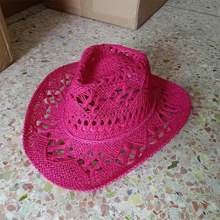 Chapeau de soleil vintage kaki en paille style bohème pour femme et homme, avec perles en bois et co
