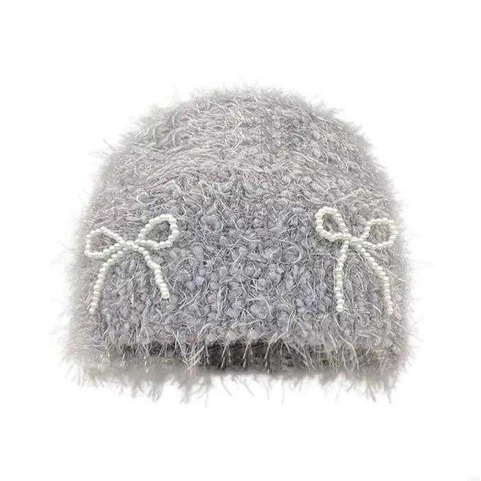 Chapeau à nœud papillon, accessoire Shopping, chapeau tricoté à mode, accrocheur, pour temps froid,