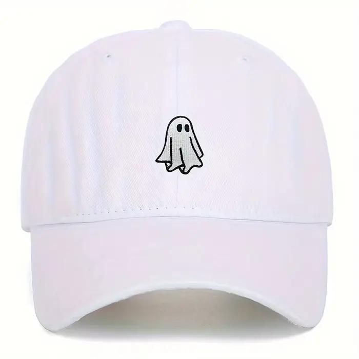 Chapeau de baseball brodé d'Halloween avec motif fantôme mignon, style simple, adapté aux hommes et