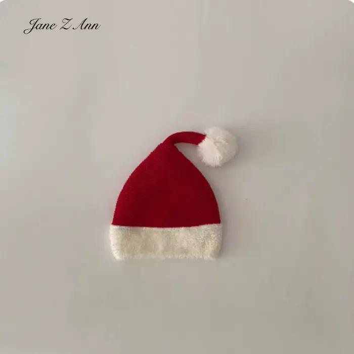 Bonnet de Noël tricoté pour bébé, bonnet chaud d'hiver rouge pour nourrisson, accessoires de photogr