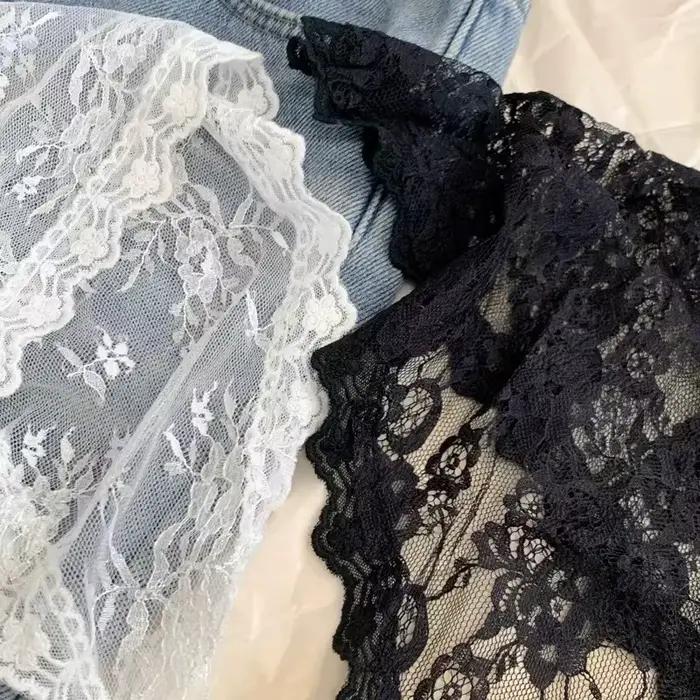 Écharpe bandana en dentelle à volants, convertible en foulard triangulaire, ceinture chaîne de taill