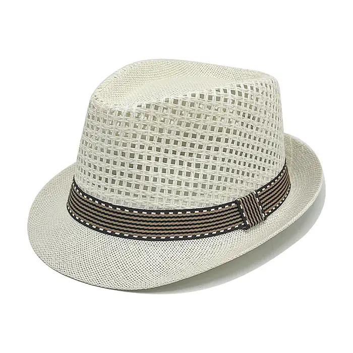 Chapeau de paille d'été pour hommes, couleur unie, ajouré, Jazz Panama, pour voyage en plein air, pl
