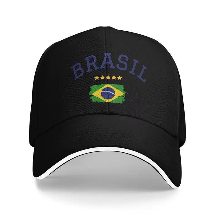 Casquette de baseball unisexe avec drapeau national du Brésil, casquette à fermeture à pression, cou