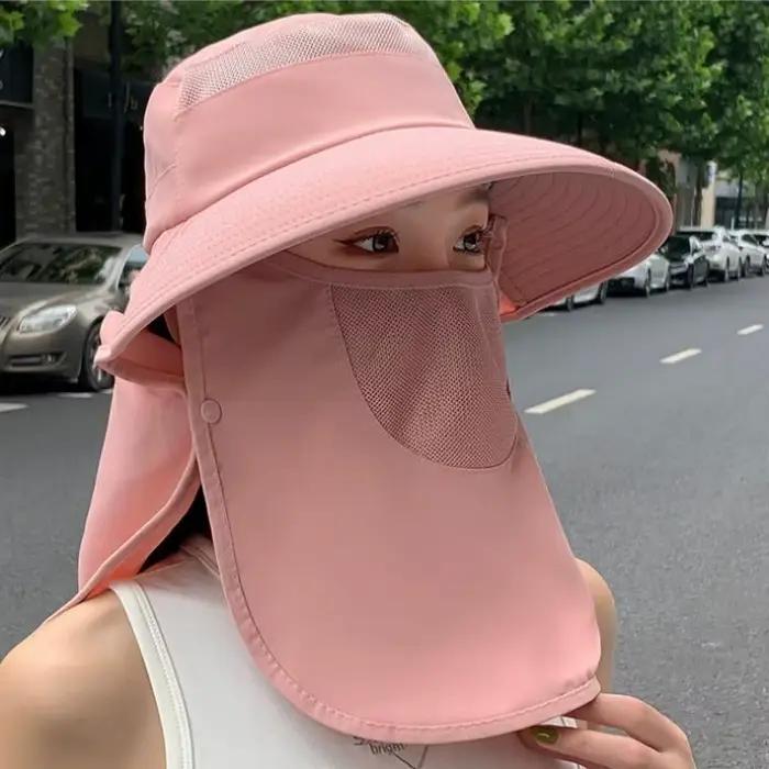 Chapeau de soleil pour femmes, protection UV, à large bord, chapeau d'été, protection du cou, respir