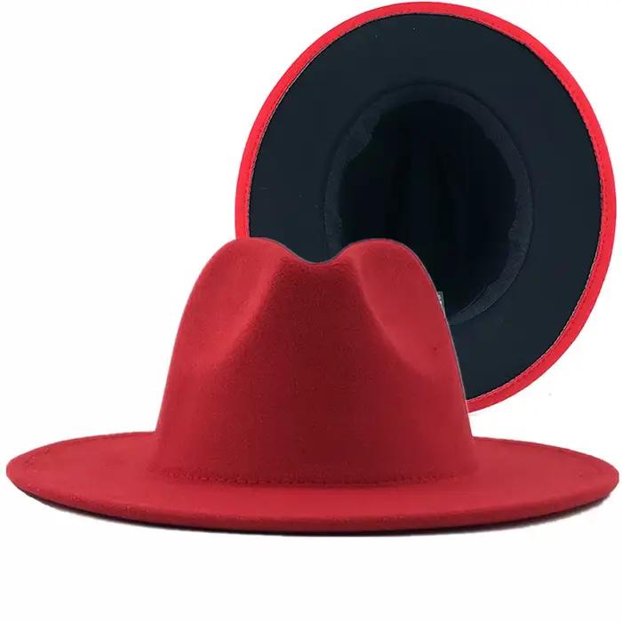Chapeau en feutre de laine pour hommes et femmes, casquette de cow-boy, à large bord, style Jazz Fed