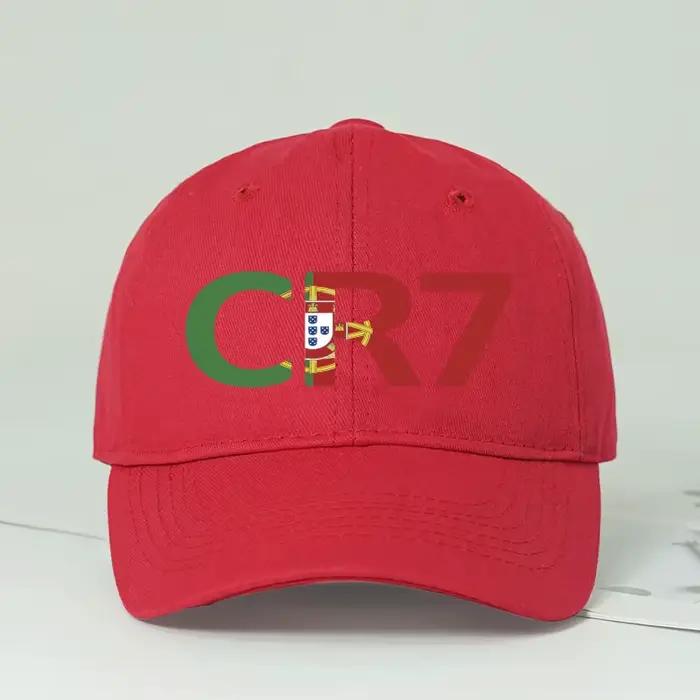 Casquette de baseball noire avec imprimé CR7 Portugal, réglable, unisexe, pour joueur de football, c