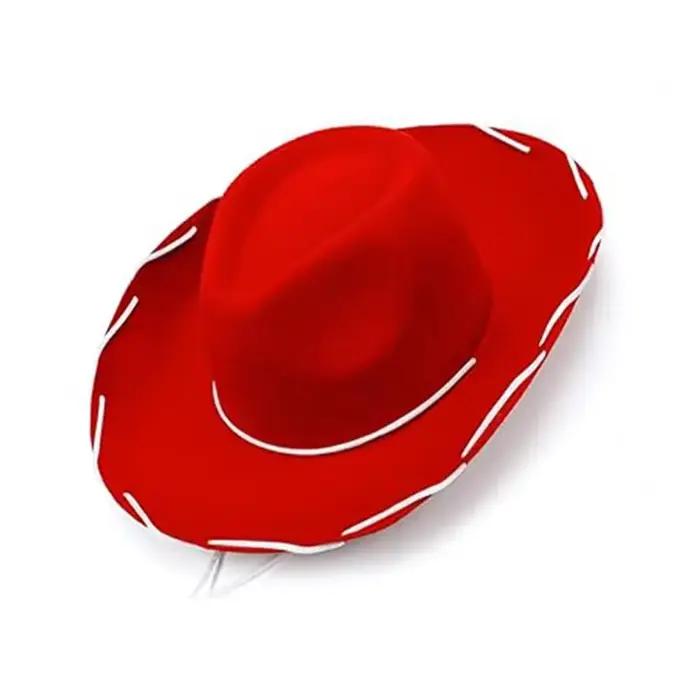 Chapeau de cowboy rouge pour femme, accessoires de déguisement d'Halloween, pour cosplay, jeu de rôl