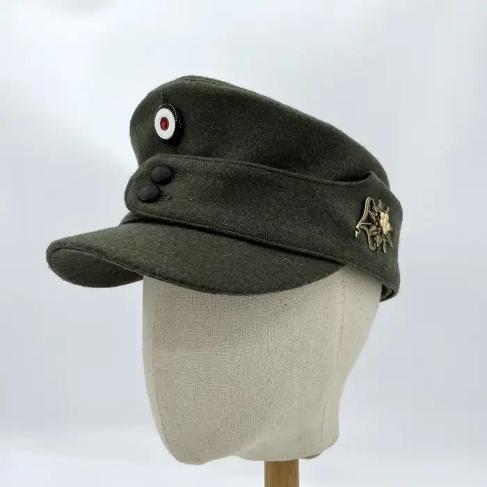 Chapeau allemand casquette d'hiver montagne vert officier vintage