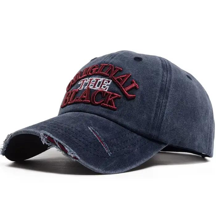 Casquette de baseball vintage unisexe avec broderie de lettres, snapback, en coton délavé, pour le p