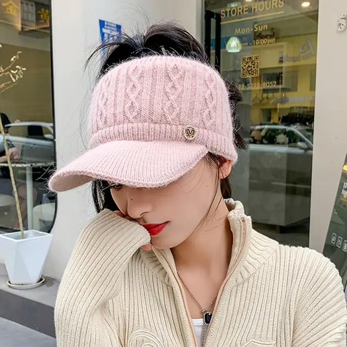 Nouveau bonnet en laine tricotée double couche pour l'automne et l'hiver, bonnet en velours doux pou