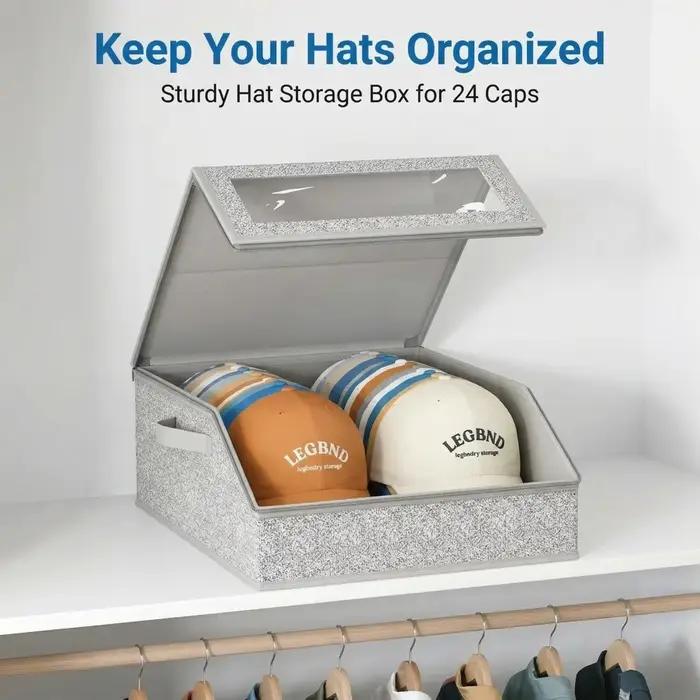 Boîte de rangement pour chapeaux à double rangée grande capacité, accès facile, organisateur structu