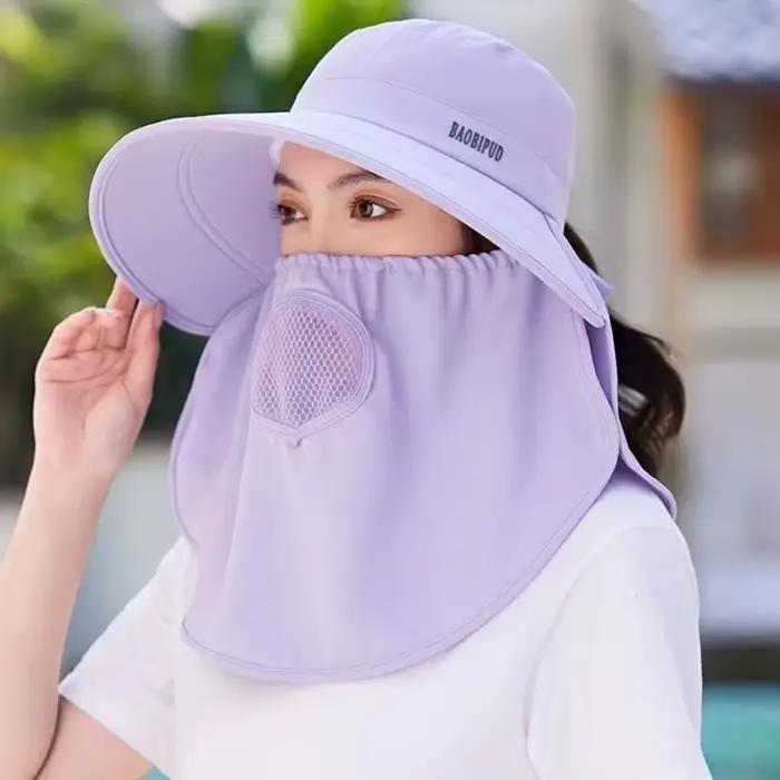 Casquette Visière Large Anti-UV Légère et Respirante pour la Récueil du Thé, avec Cache-Cou et Prote