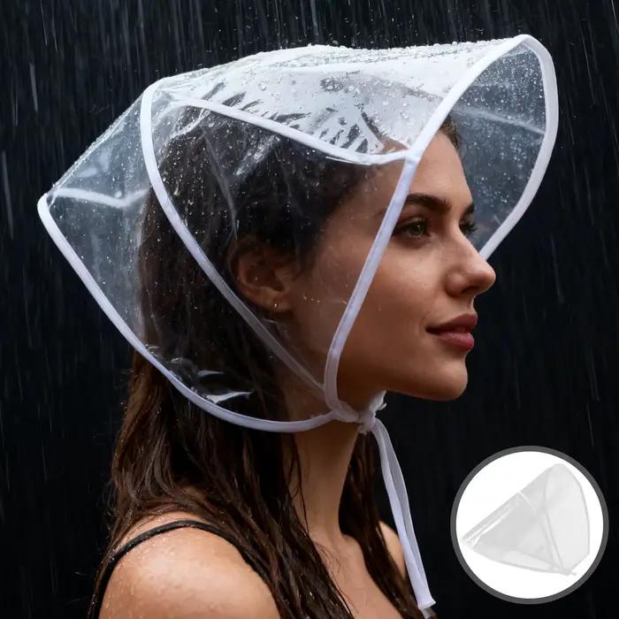 Lot de 2 Bonnets de Pluie Transparents Imperméables – Visière Claire, Chapeau de Pluie en Plastique,