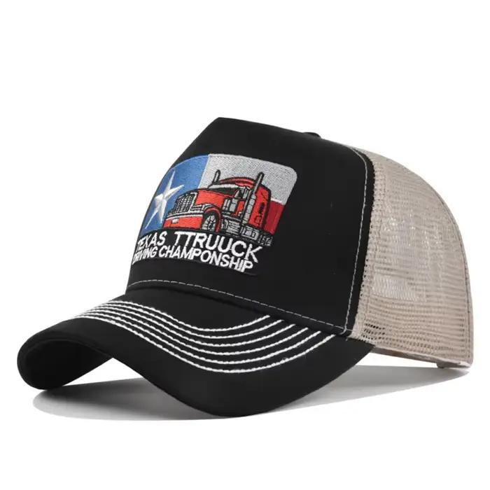 Casquette de baseball unisexe brodée Texas, casquette trucker en maille respirante pour hommes et fe