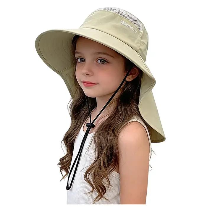 Chapeau de soleil d'été pour enfants avec protection UV, visière réglable, respirant, en maille, pou