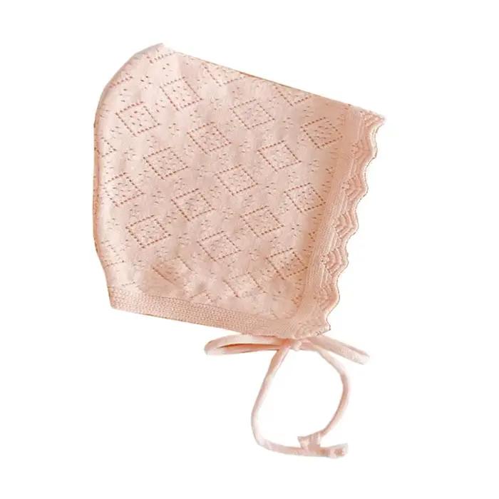 Bonnet en coton pour bébé fille de 0 à 24 mois, couvre-chef en dentelle avec motif floral, style pri