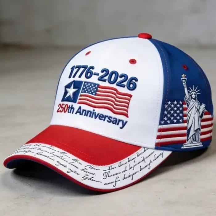 Casquette de baseball Statue de la Liberté 1776-2026, casquette patriotique à visière incurvée pour
