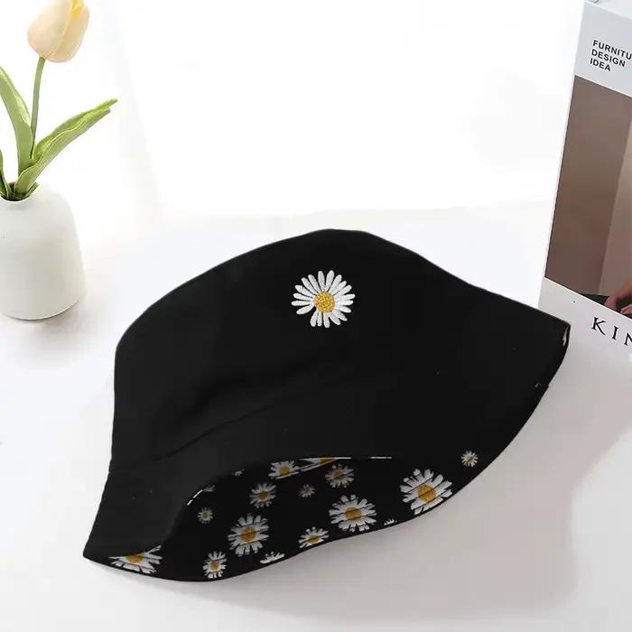 Chapeau de pêcheur Double face à petites fleurs de marguerite, casquette de Protection solaire unive