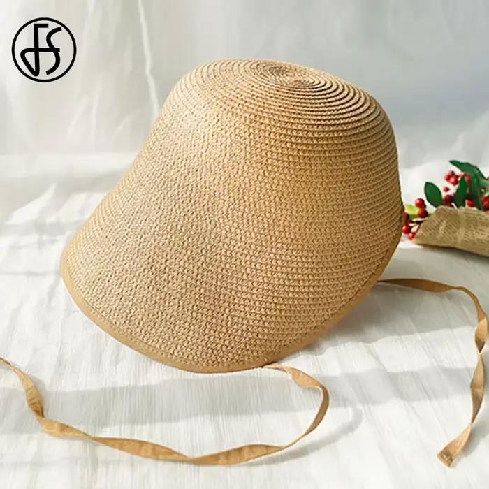 FS mode paille régence Bonnets chapeaux pour femmes fête soleil chapeaux arc casquette de plage gran