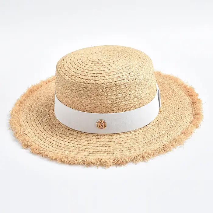 Chapeau de paille souple pour femmes, chapeaux de soleil, nœud en ruban, voyage, vacances, plage, no