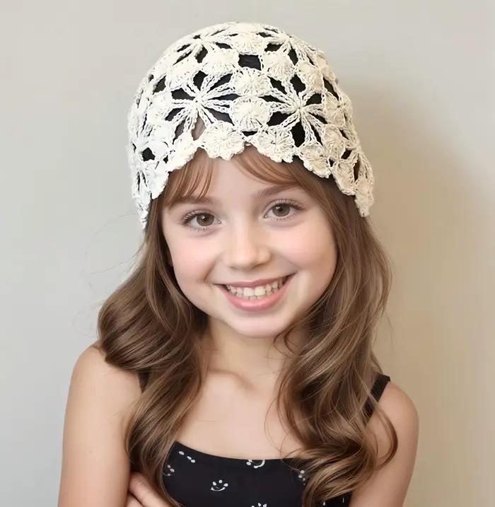 Bébé fille princesse à la main dentelle casquette fleur creuse enfant en bas âge adolescents adulte