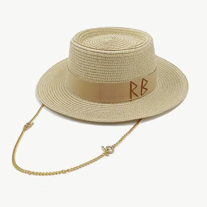 Nouveaux chapeaux de paille pour femmes à la mode RB lettre vacances élégantes chapeau de plaisancie