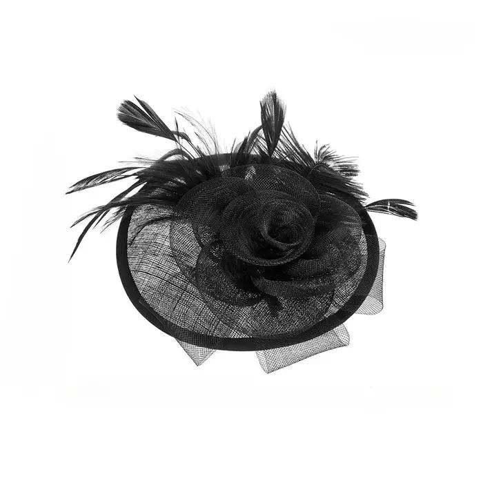 Chapeau de mariée en lin Vintage de Style britannique, couvre-chef en plumes, accessoire de cheveux