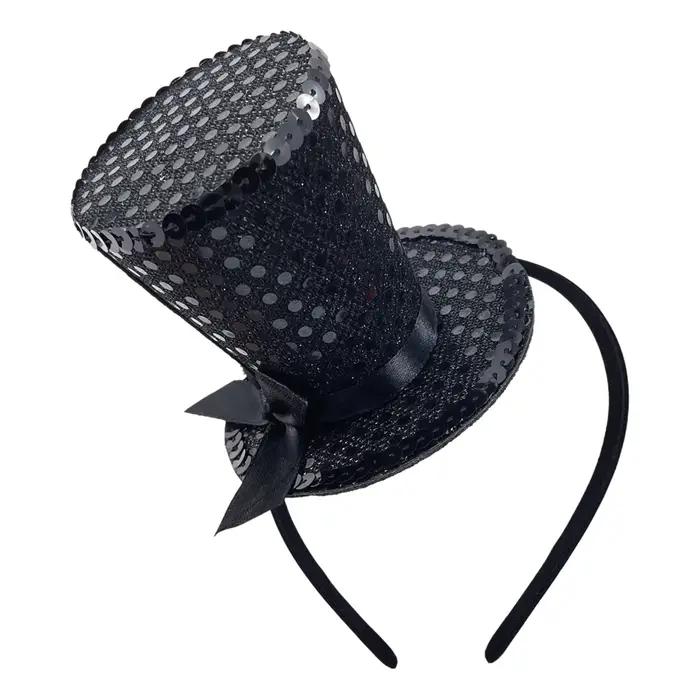 Mini chapeau haut-de-forme à paillettes pour femmes, couvre-chef fascinateur pour fête de thé, acces