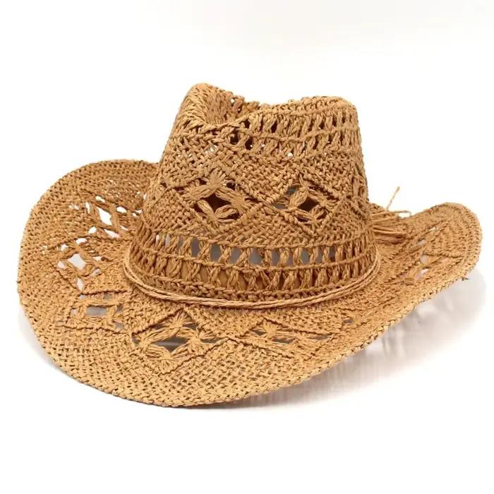 Nouveau Chapeau de Paille Bohème Évidé Style Vintage à Large Bord, Décoration Coquillages, Pliable,