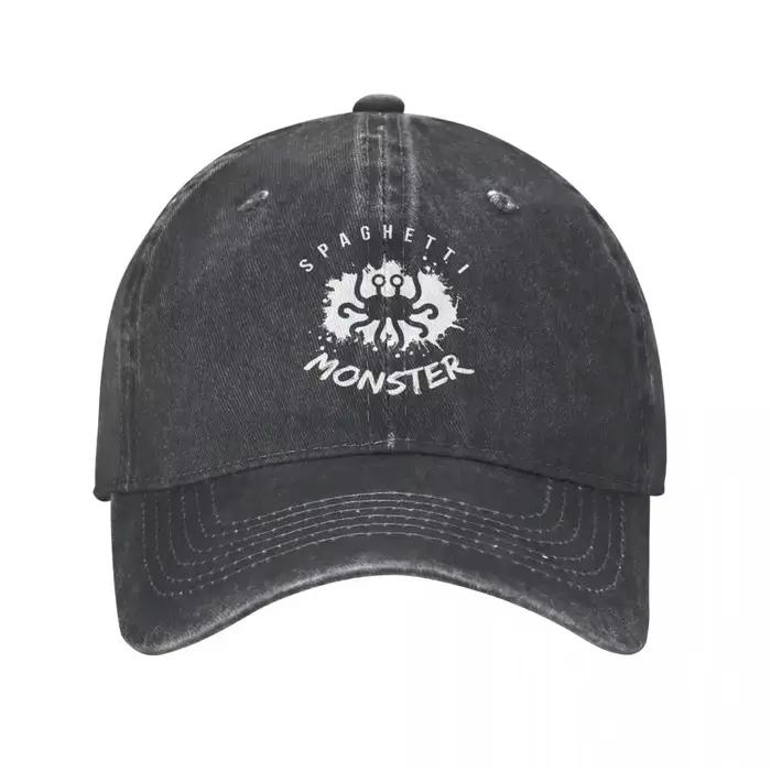 Casquettes de baseball en jean délavé et vieilli, motif 'Flying Spaghetti Monster' et 'Pastafari', t