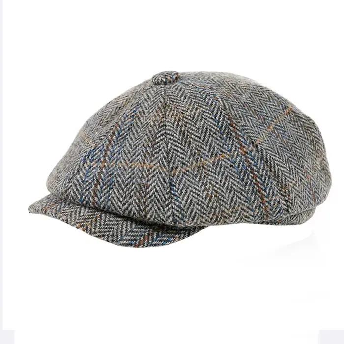 Newsboy – chapeau 60% laine pour hommes, bérets gris à chevrons, casquettes plates pour femmes, chap