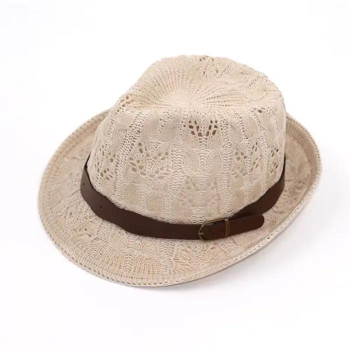Hats for Women Female Hat Women's Girls Fedora Knitted Chapeu Feminino Autumn Summer Leather Buckle