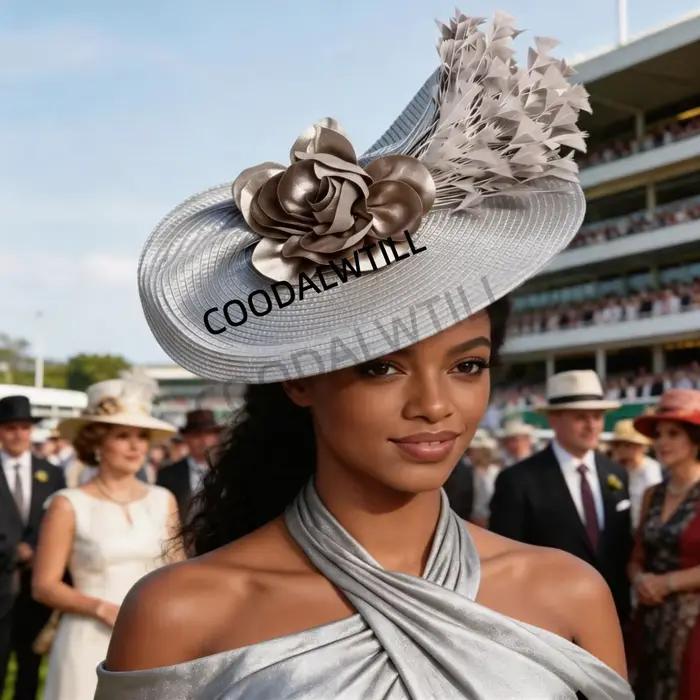 Chapeau bibi en paille tissée PP pour femmes, orné de fleurs bleues et de plumes, accessoire de coif