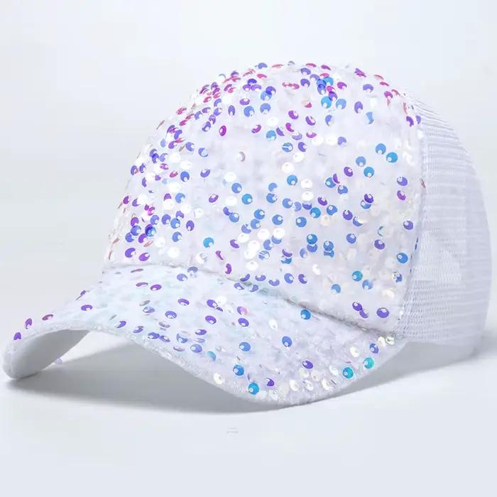 Casquette de Baseball à paillettes pour femmes, casquette d'été en maille respirante, à rabat, mode
