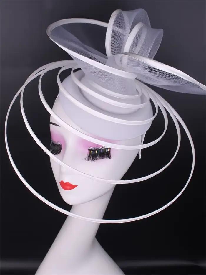 Église Fascinator Chapeau mariage maille casque femmes fête Banquet Chapeau casquette bandeau dames