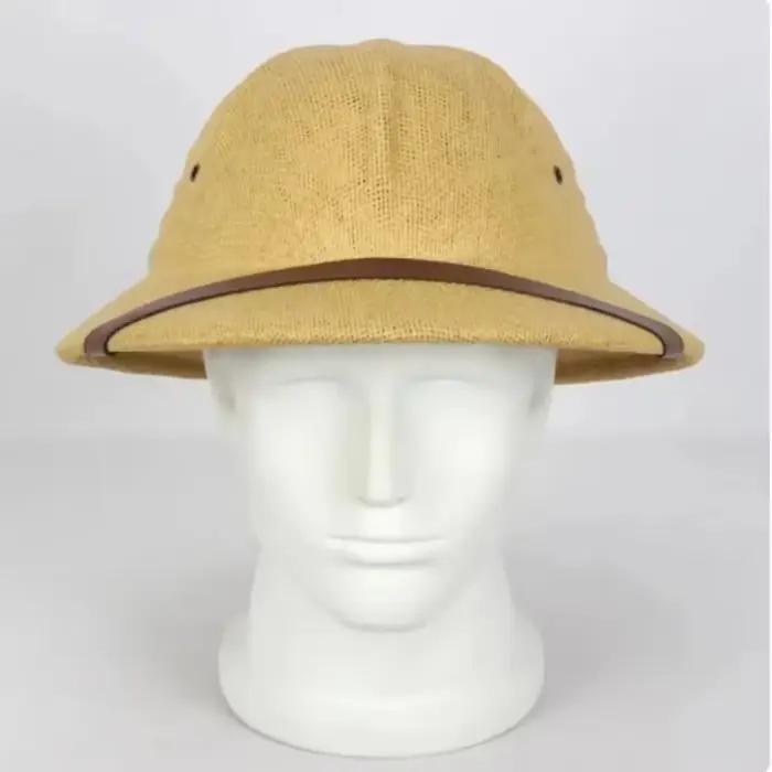 100% paille casque Pith chapeau de soleil été hommes Vietnam guerre armée chapeau papa plaisancier s