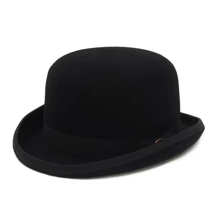 GEMVIE 100% laine feutre Derby melon chapeau pour hommes femmes Satin doublé mode fête formelle Fedo
