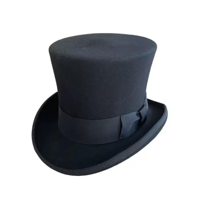 Nouveau chapeau haut-de-forme en feutre de laine blanche de 18 Cm de haut pour hommes, chapeau cylin