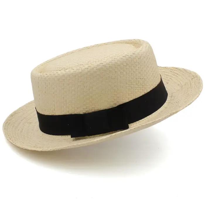 Grande taille US 7 1/2 UK XL hommes femmes classique paille tarte de porc chapeaux Fedora chapeaux d