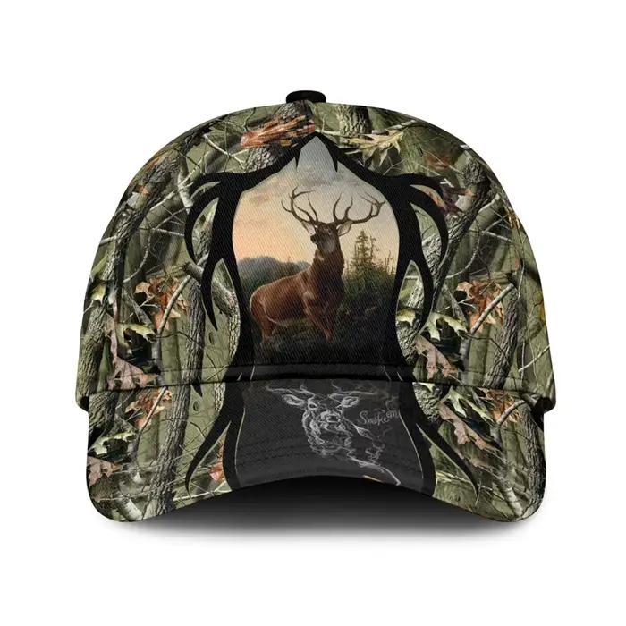 Casquette de baseball camouflage cerf fumé imprimé scène de cerf de forêt tendance chapeau de chasse