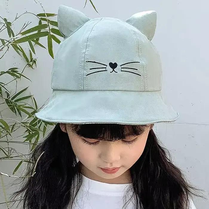 Chapeau mignon pour bébé avec motif de chat, style japonais, protection solaire pour l'été