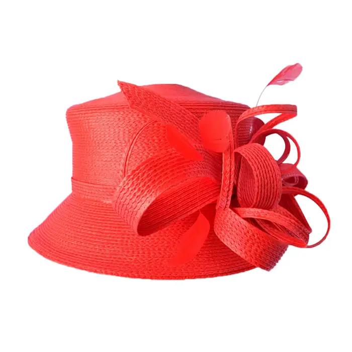 Chapeau d'église rouge de haute qualité pour femmes, chapeau rose pour femme, chapeau élégant pour s
