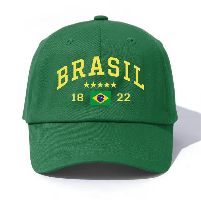 Casquette de Baseball imprimée brésil pour adultes, chapeau de papa réglable et doux, Style rétro mi